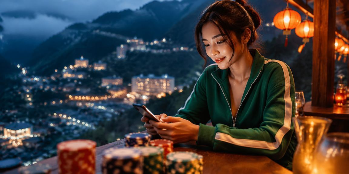 Giao diện casino trực tuyến trên điện thoại tại Hội An về đêm